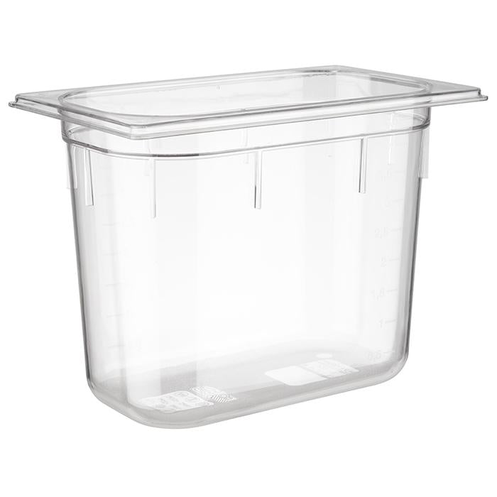 Transparenter GN-Behälter mit Deckel.