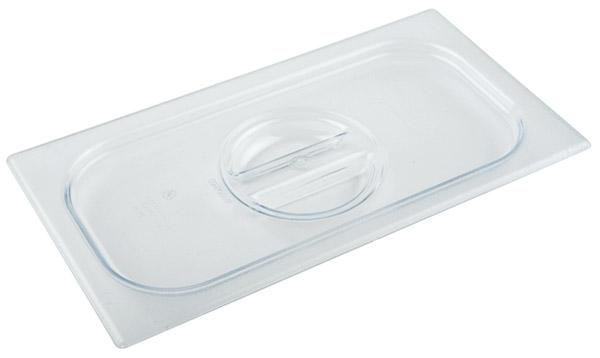 Transparenter GN-Behälterdeckel aus Kunststoff.