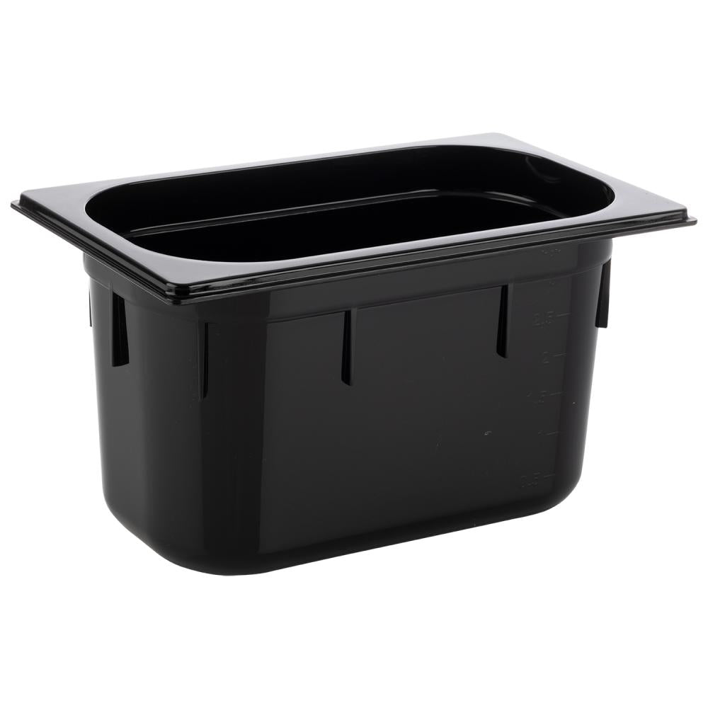 Schwarze GN-Behälter für Gastronomie.