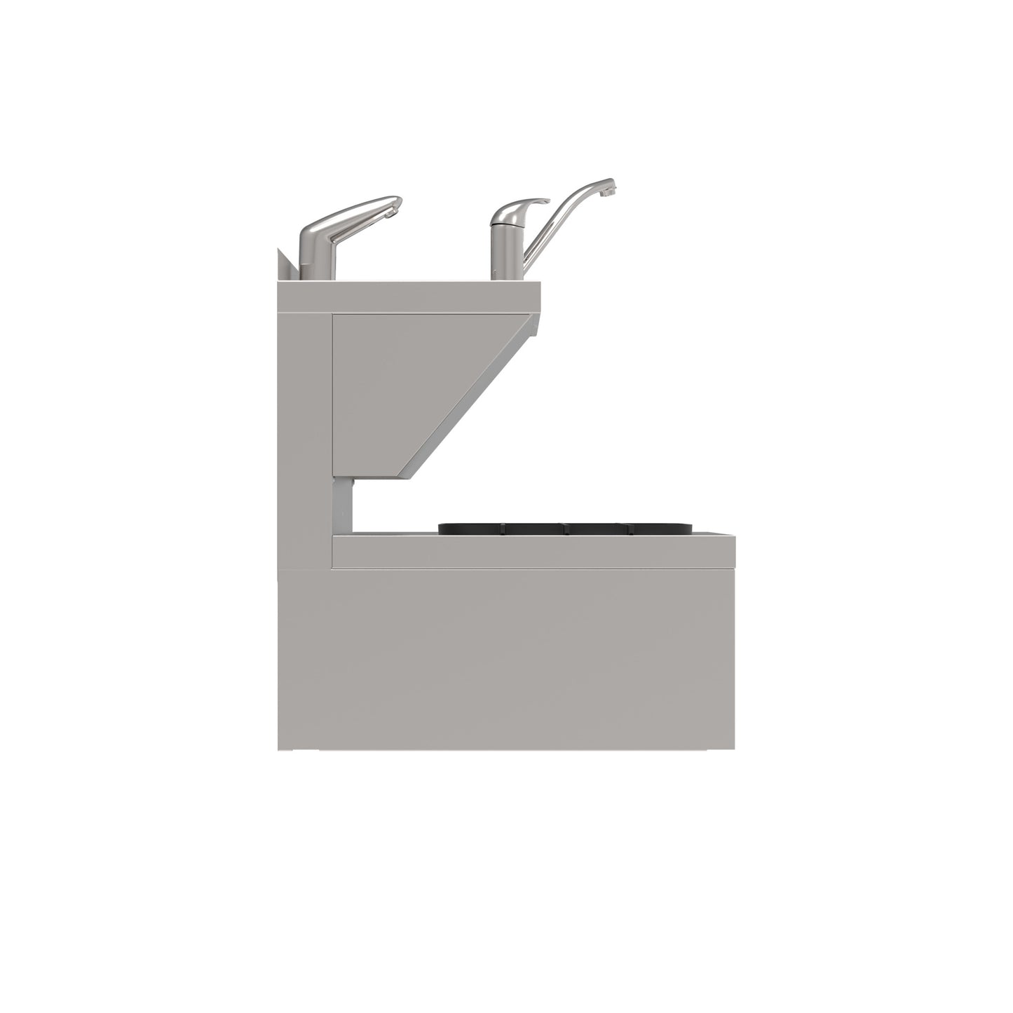 Edelstahl-Handwaschbecken mit Abtropffläche.