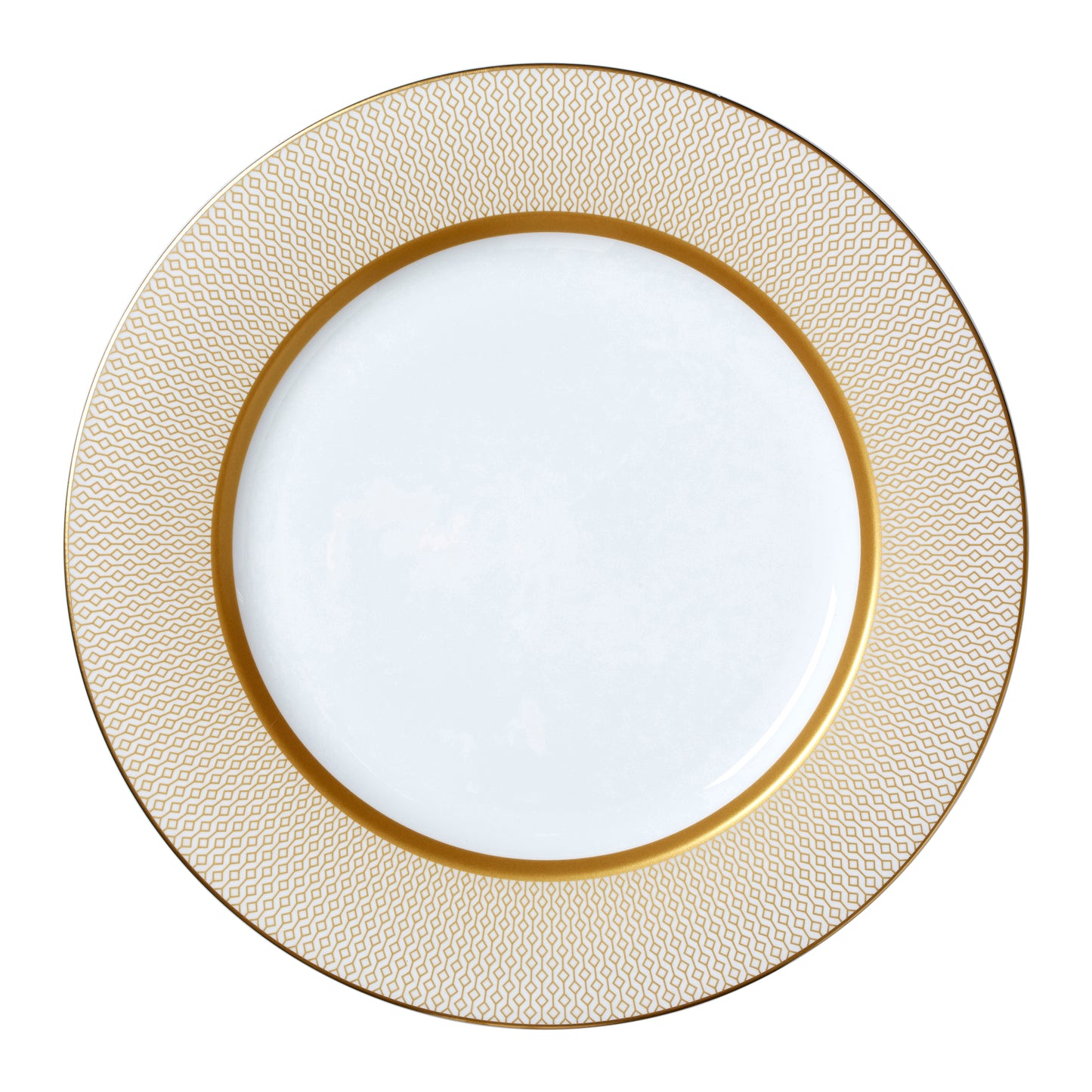 Eleganter Teller mit goldener Verzierung.