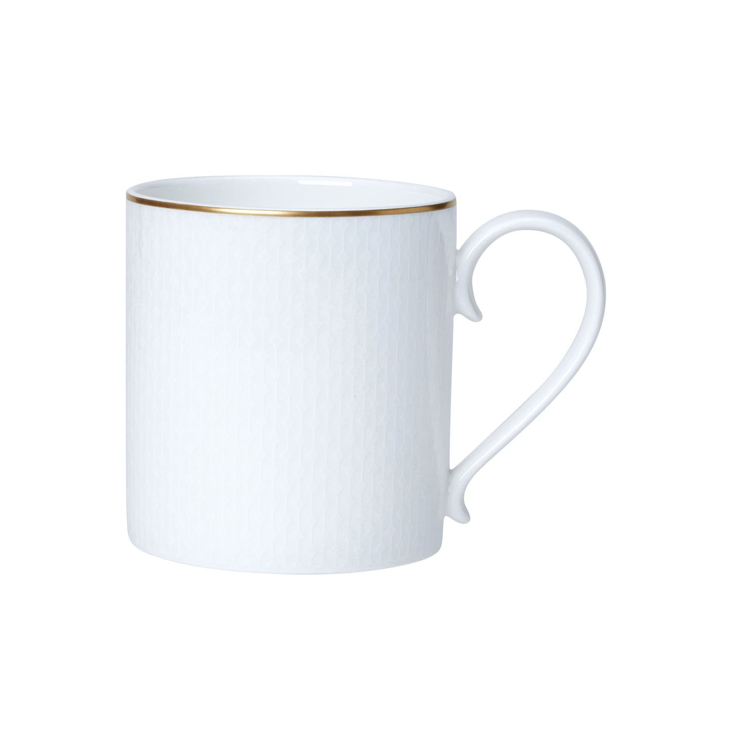 Weiße Tasse mit Goldrand.