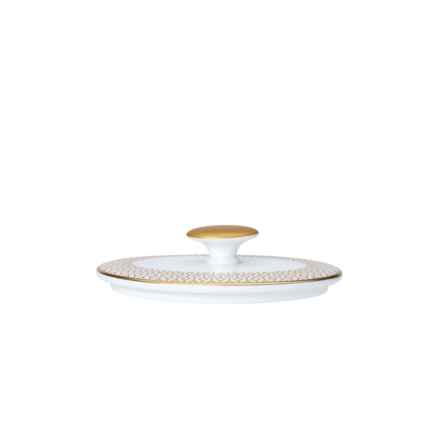 Porzellandeckel mit goldenen Verzierungen.