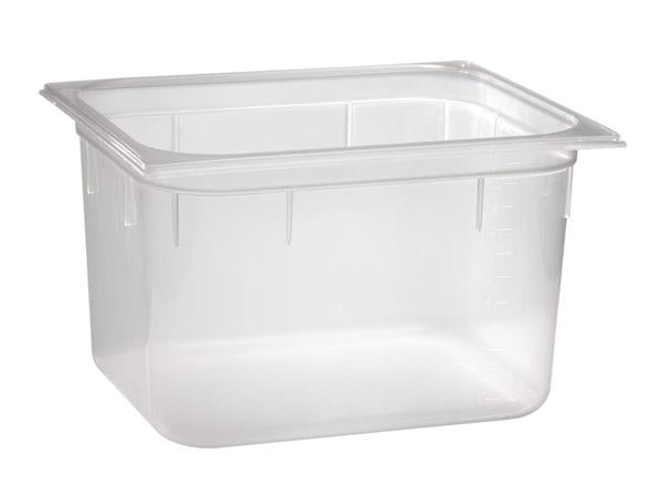 Transparente GN-Behälter aus Kunststoff.