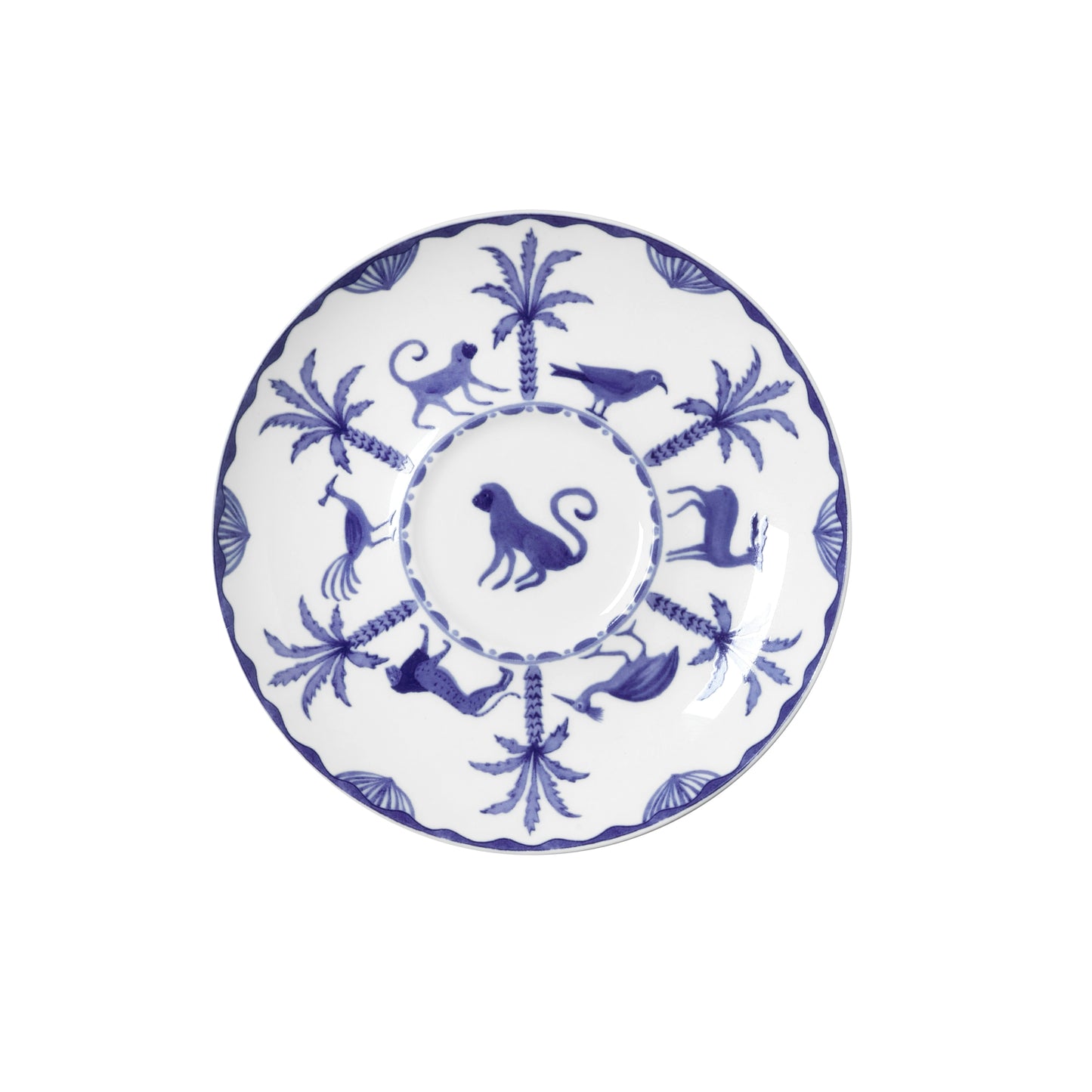 Teller mit blauem Affenmotiv.