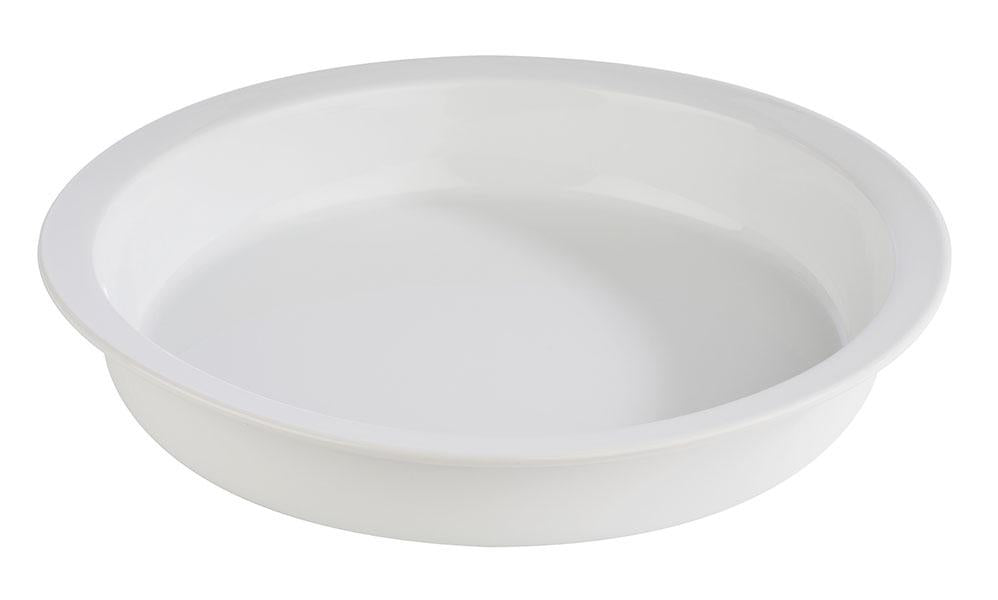 Weißer, runder Gastronomie-Servierteller.