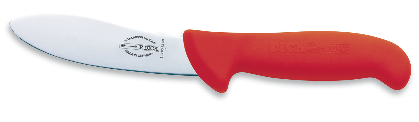 Rotes Messer mit gebogener Klinge.