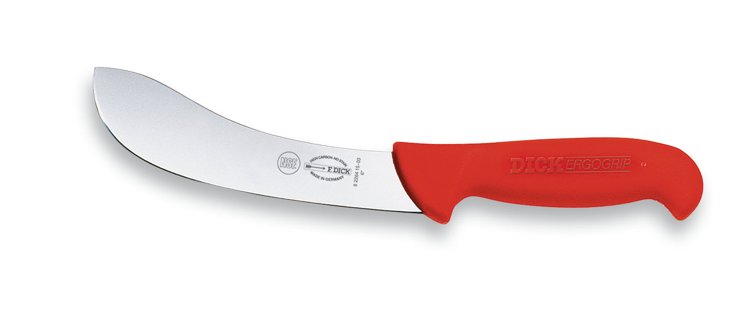 Rotes Messer mit gebogener Klinge.