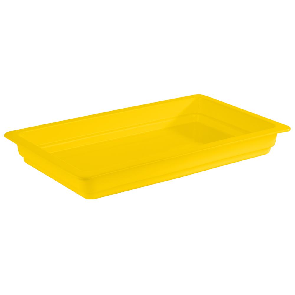 Gelbe GN-Behälter aus Kunststoff.