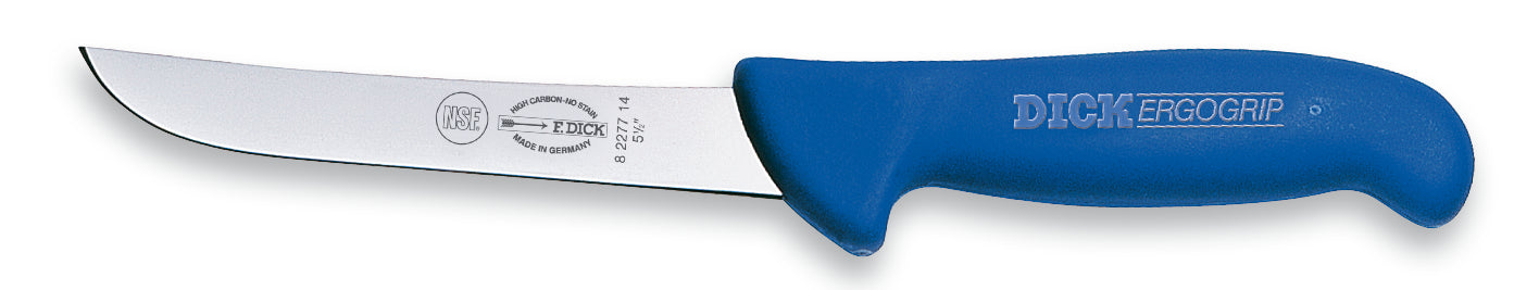 Blaues Messer mit gebogener Klinge.