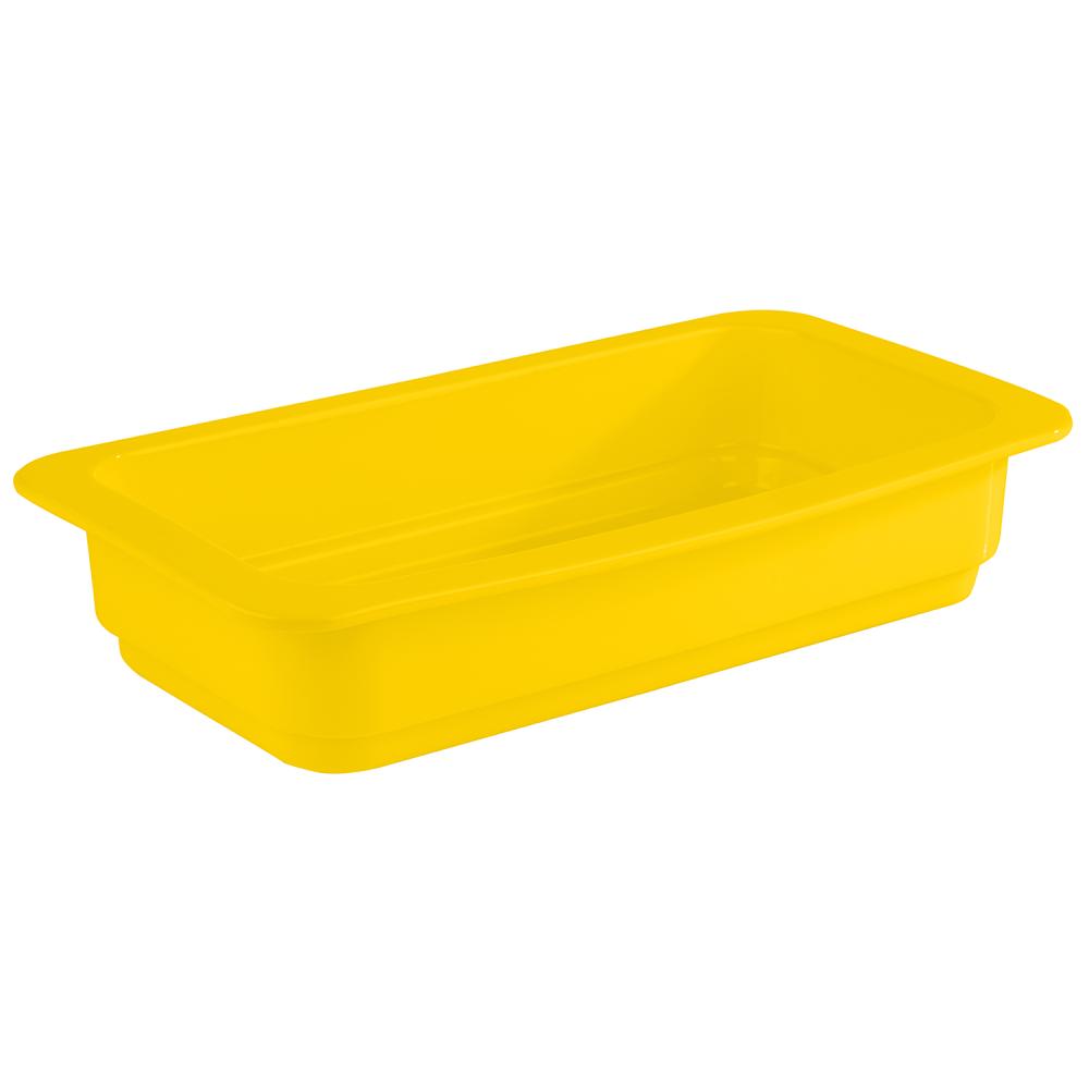 Gelbe GN-Behälter aus Kunststoff.