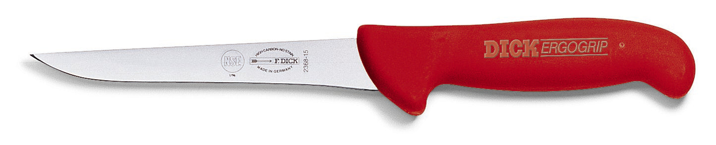 Rotes Messer mit Edelstahlklinge.