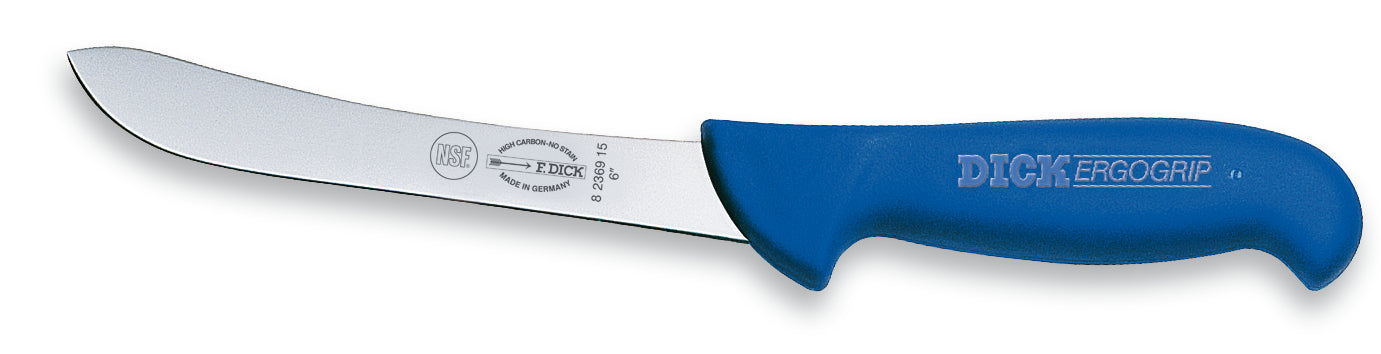 Blaues Messer mit gebogener Klinge.