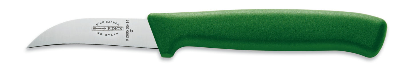 Grünes Messer mit gebogener Klinge.