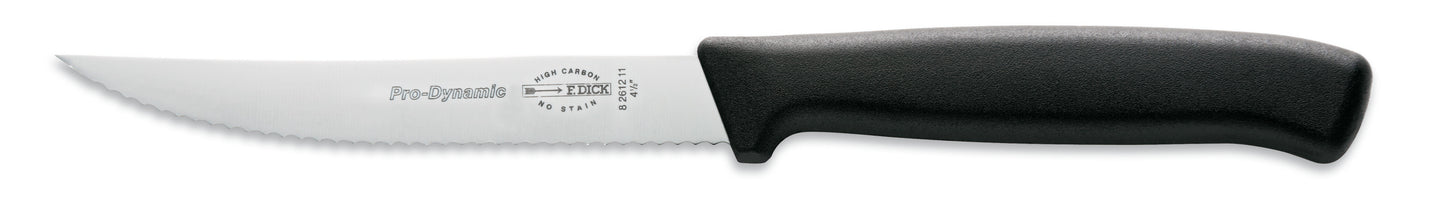 Gezacktes Messer mit schwarzem Griff.
