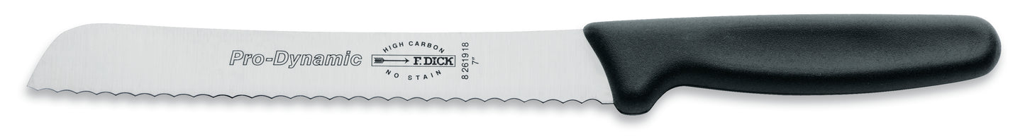 Gezacktes Messer mit schwarzem Griff.
