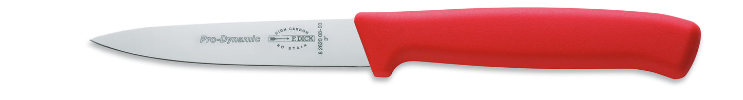 Rotes Küchenmesser mit Edelstahlklinge.