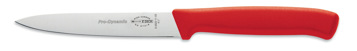 Rotes Küchenmesser mit Edelstahlklinge.