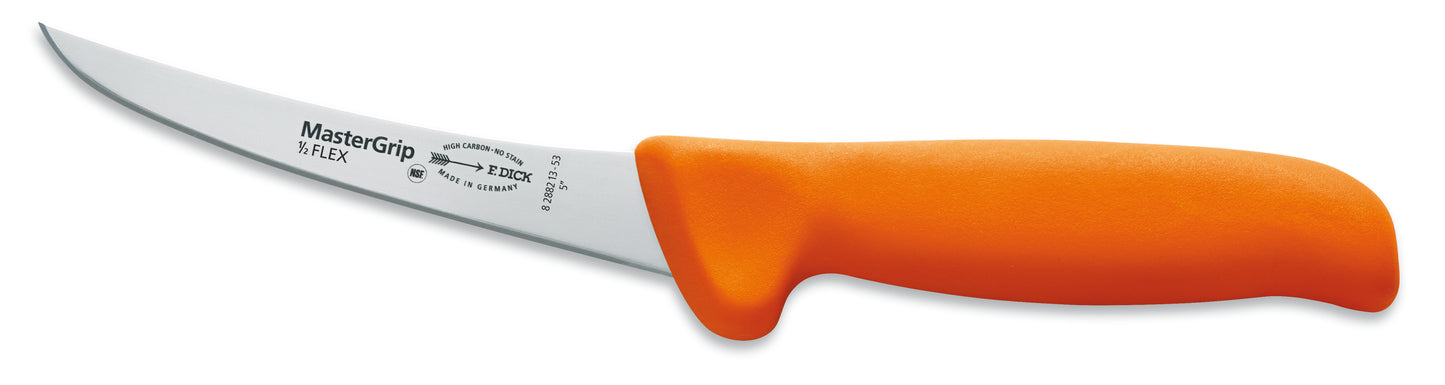 Oranges Messer mit gebogener Klinge.