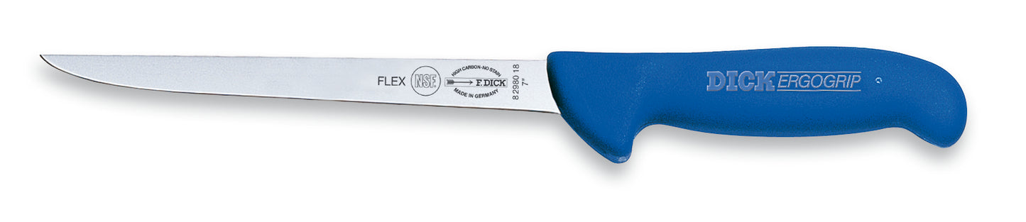 Blaues Messer mit flexiblem Griff.
