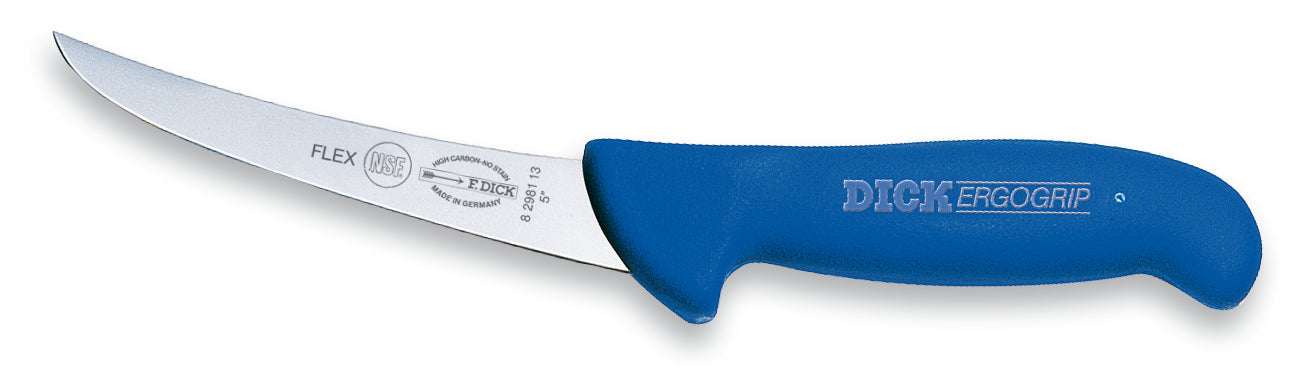 Blaues Messer mit gebogener Klinge.