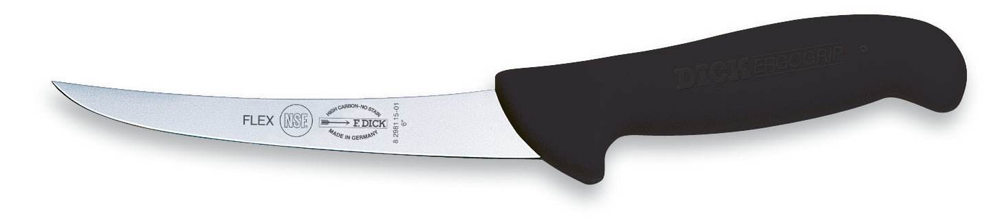 Flexibles Ausbeinmesser mit schwarzem Griff.