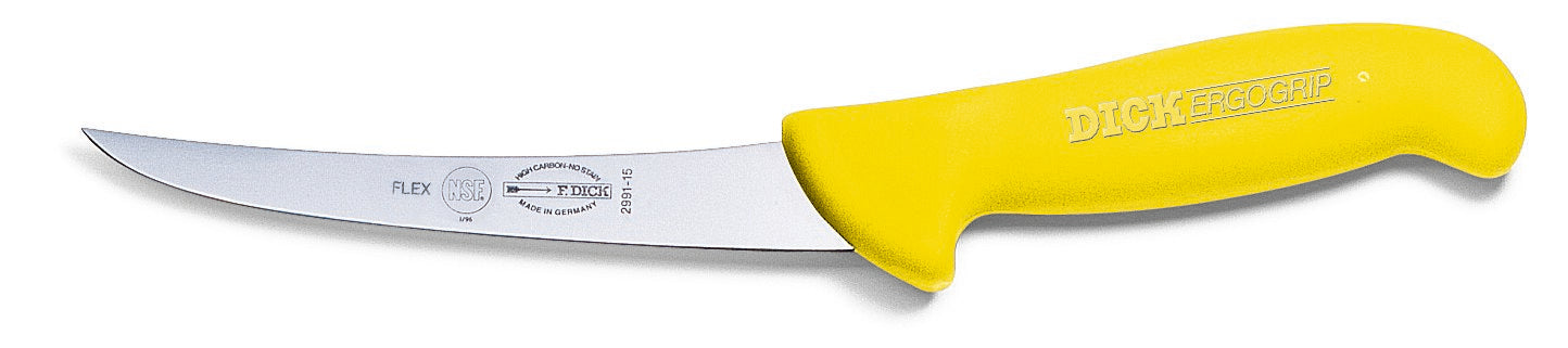 Gelbes Messer mit gebogener Klinge.