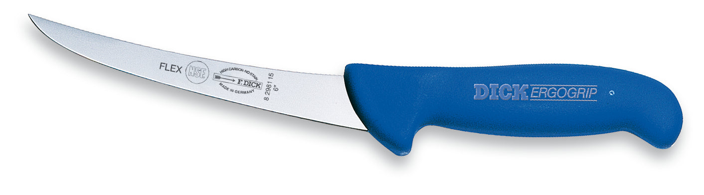 Blaues Messer mit gebogener Klinge.