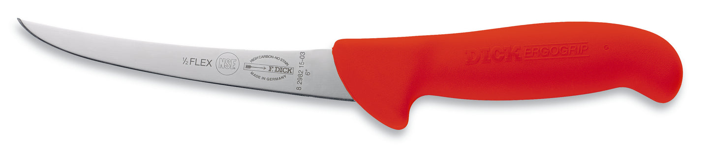 Rotes Messer mit gebogener Klinge.