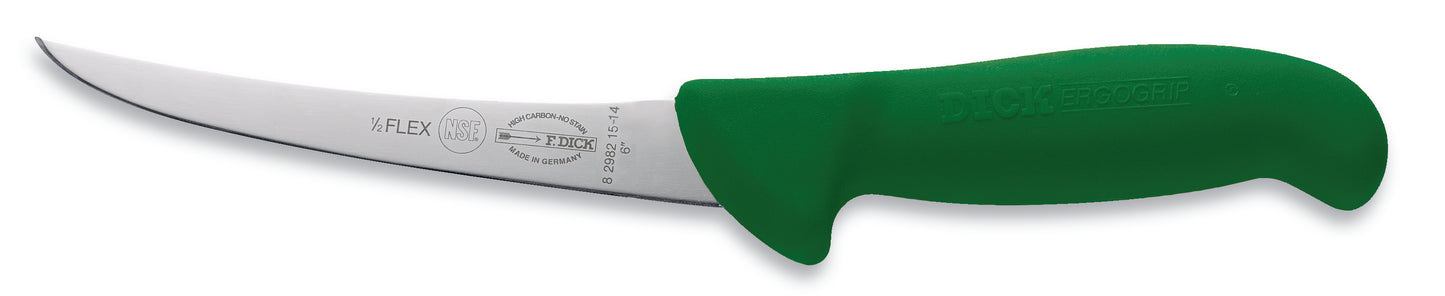 Grünes Messer mit gebogener Klinge.
