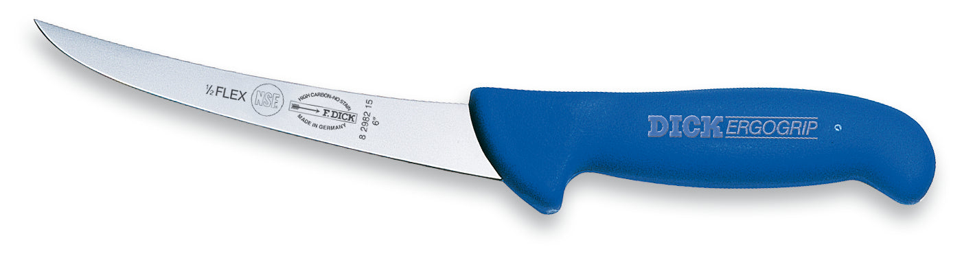 Blaues Messer mit gebogener Klinge.