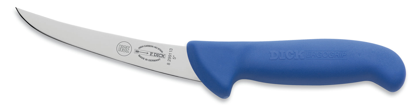 Blaues Messer mit gebogener Klinge.