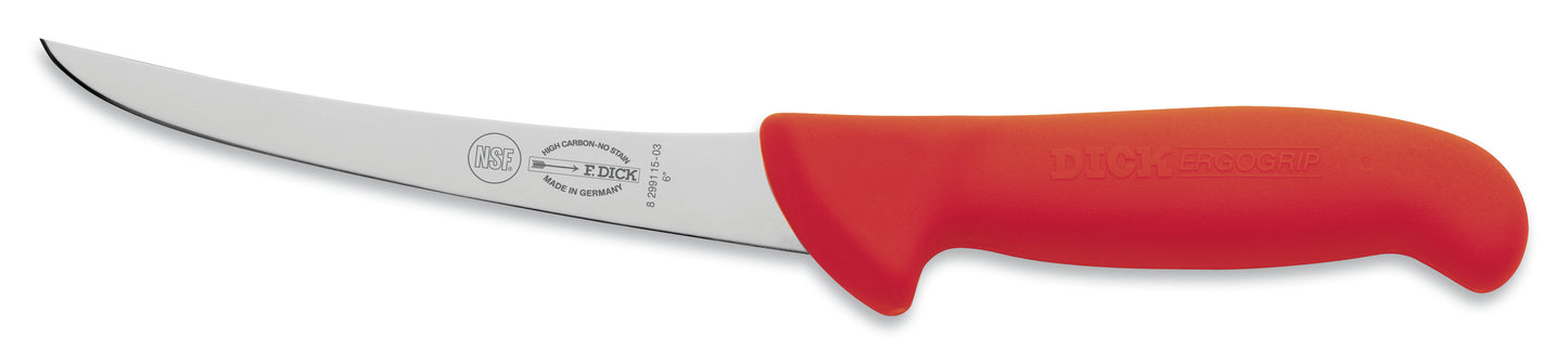 Rotes Messer mit gebogener Klinge.
