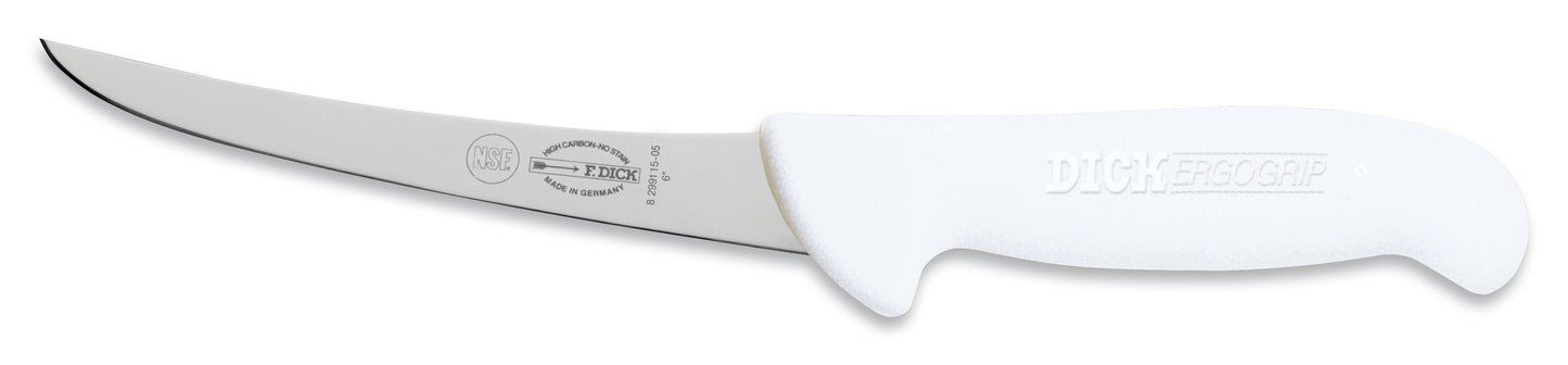 Weißes Messer mit gebogener Klinge.