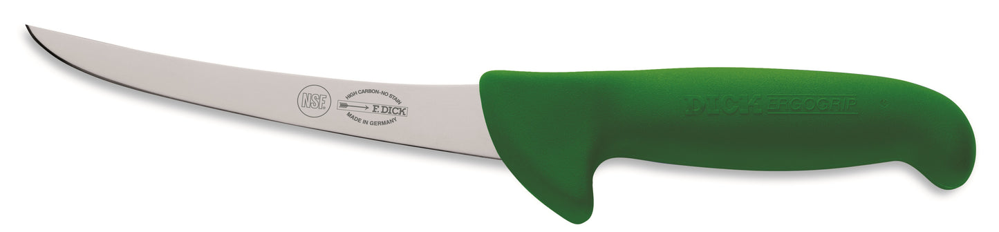Grünes Messer mit gebogener Klinge.