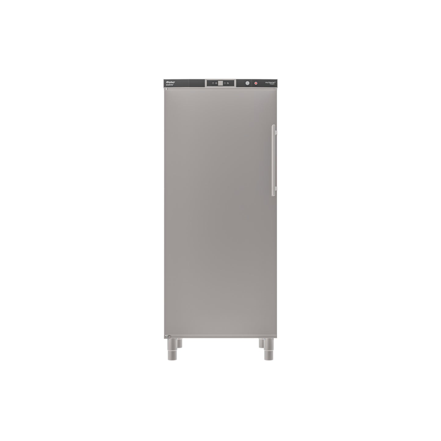 Gastronomie-Kühlschrank, Edelstahl, geschlossen.