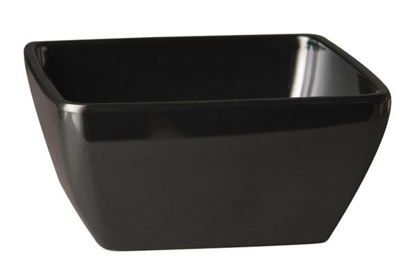 Schwarze, quadratische Schale, glänzend.