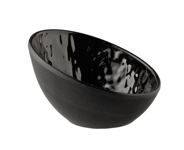 Schwarze Schale mit glänzendem Innenraum.