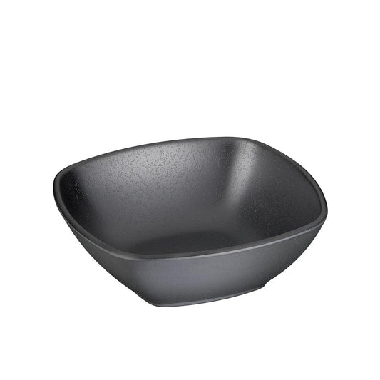 Schwarze quadratische Schüssel, matt.