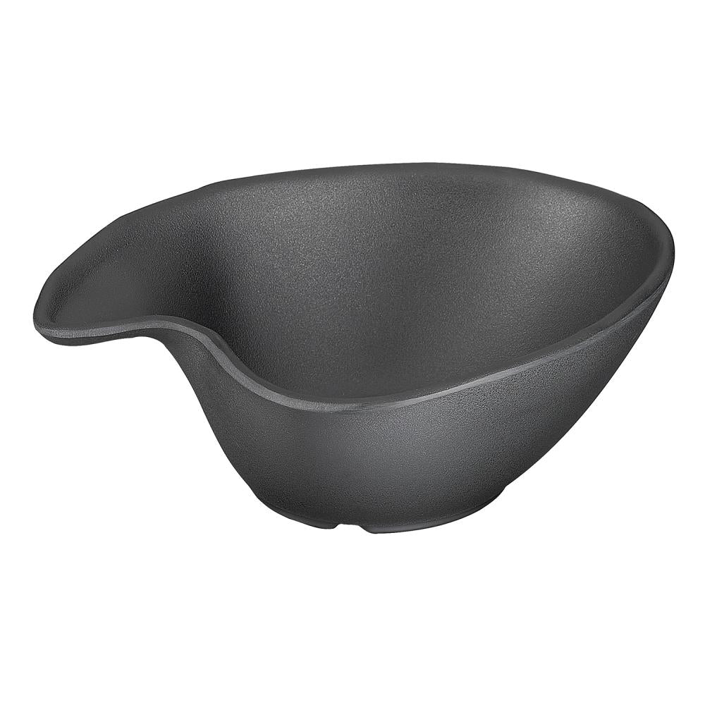 Schwarze Schale mit organischer Form.