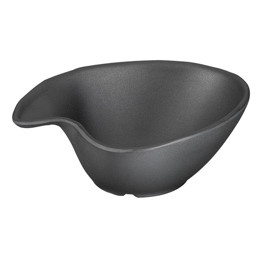 Schwarze Schale mit organischer Form.
