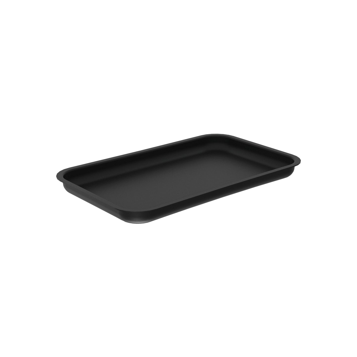Schwarzes Tablett für Gastronomiebedarf.