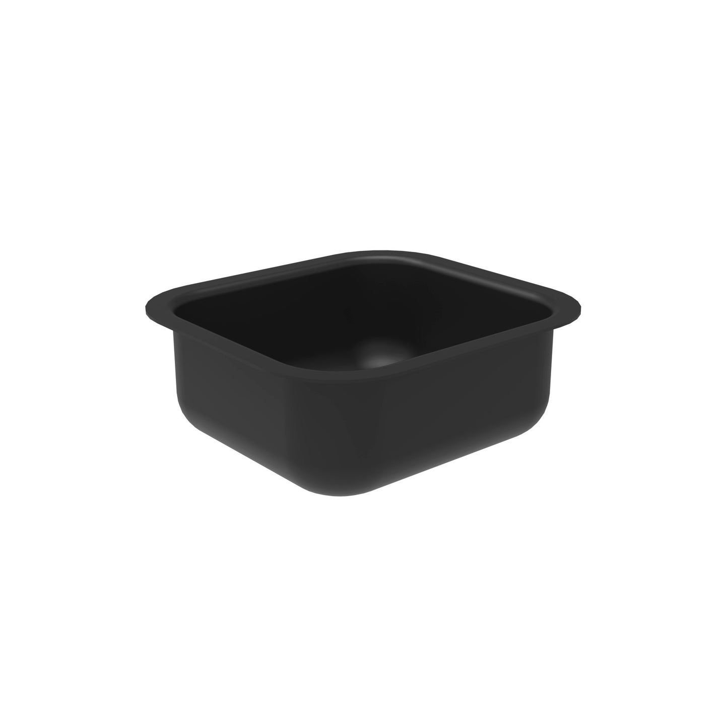 Schwarze GN-Schale aus Kunststoff.