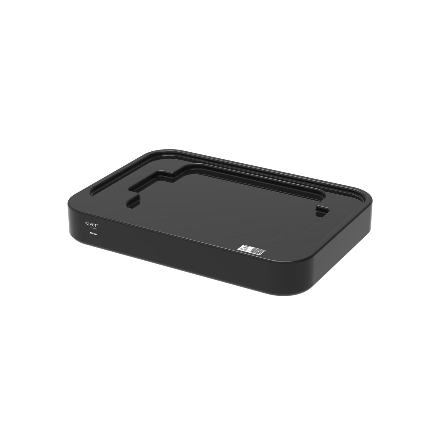Schwarzes Tablett mit USB-Anschluss.