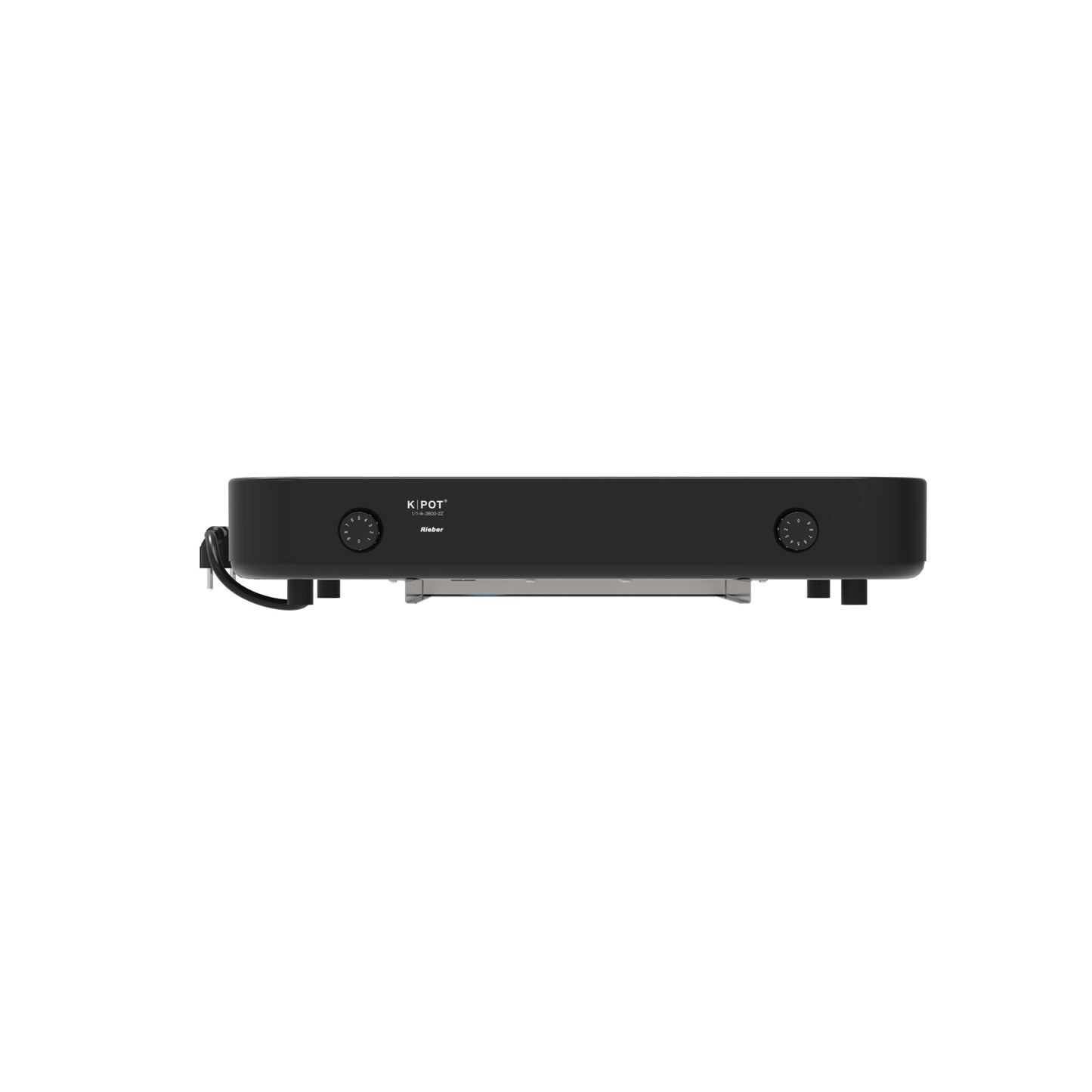 Schwarze elektrische Grillplatte, minimalistisch.