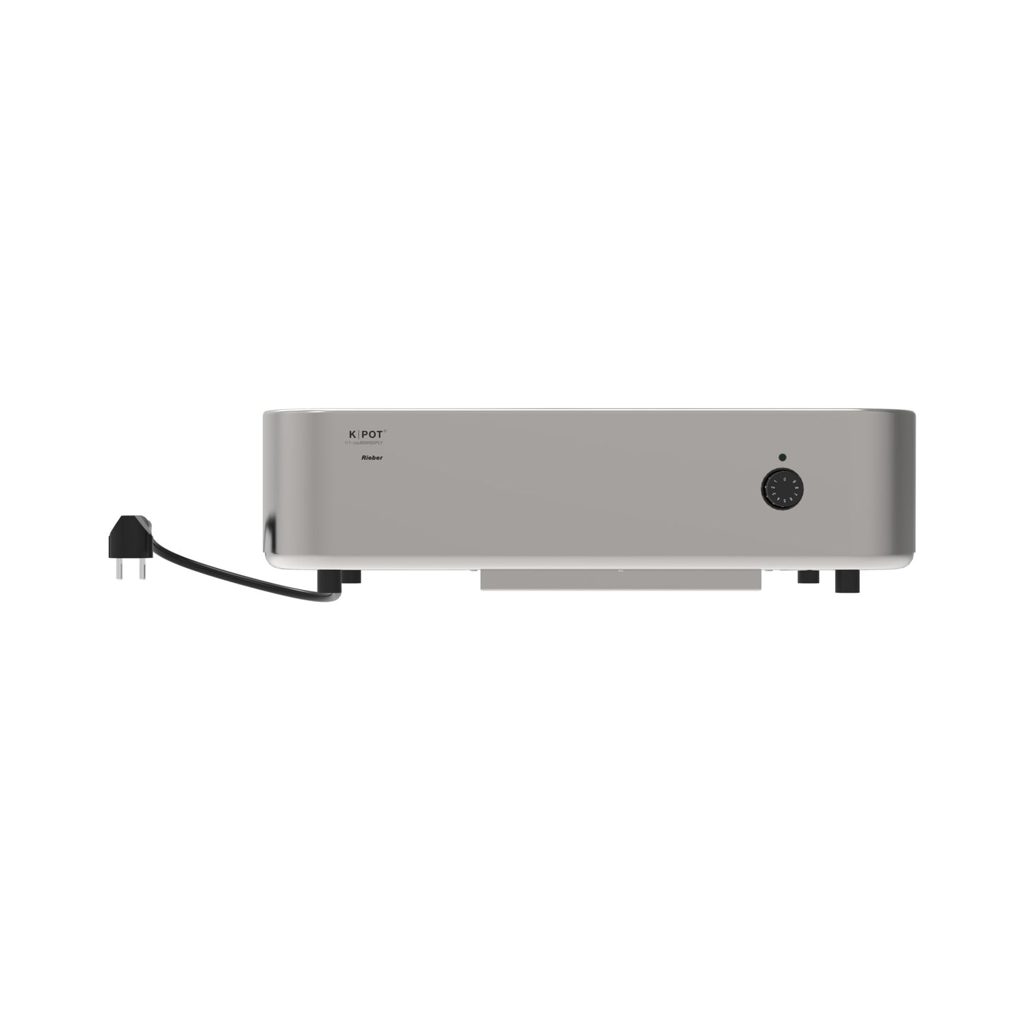 Elektrische Warmhalteplatte mit Stecker.