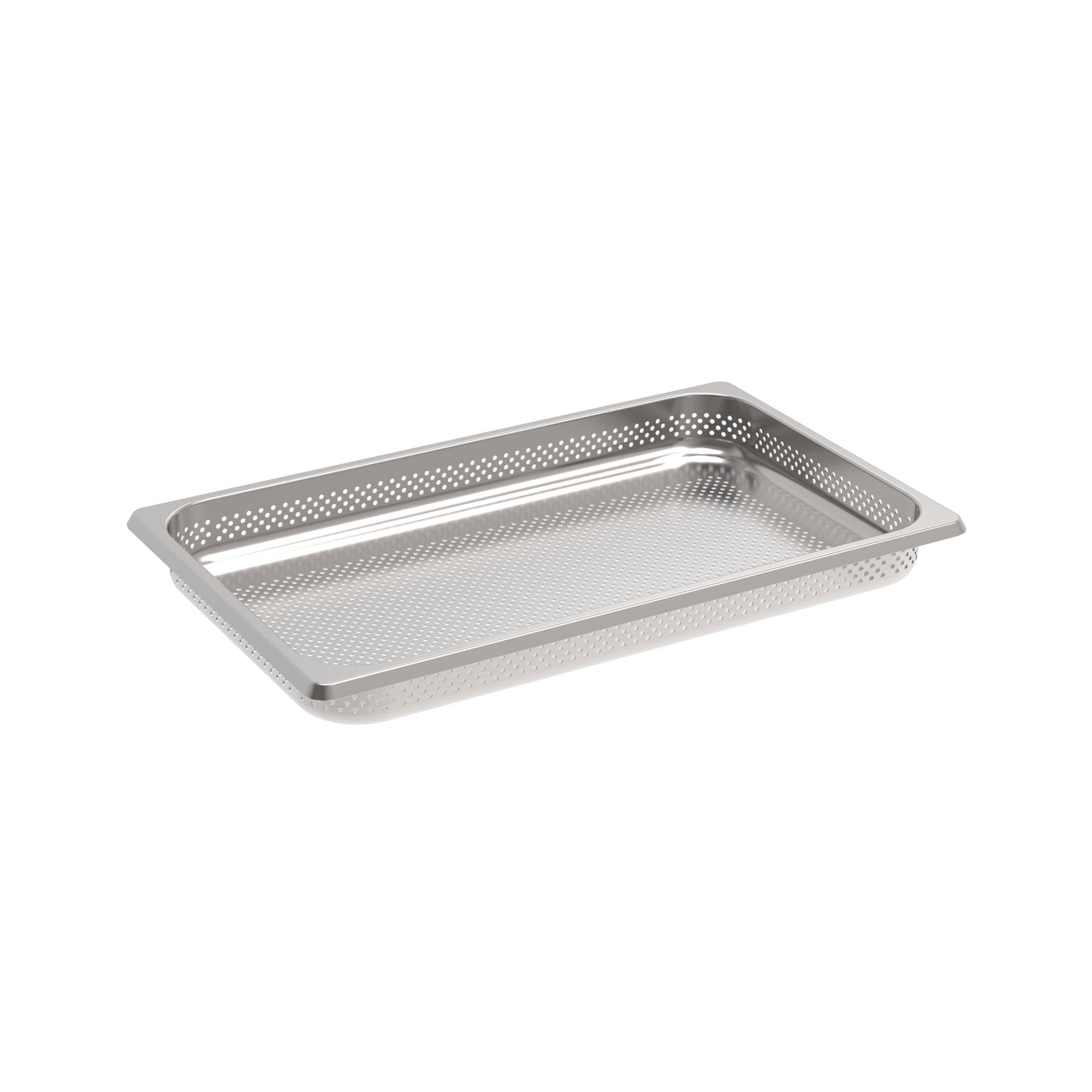 Perforierte Edelstahl-Gastronorm-Schale.