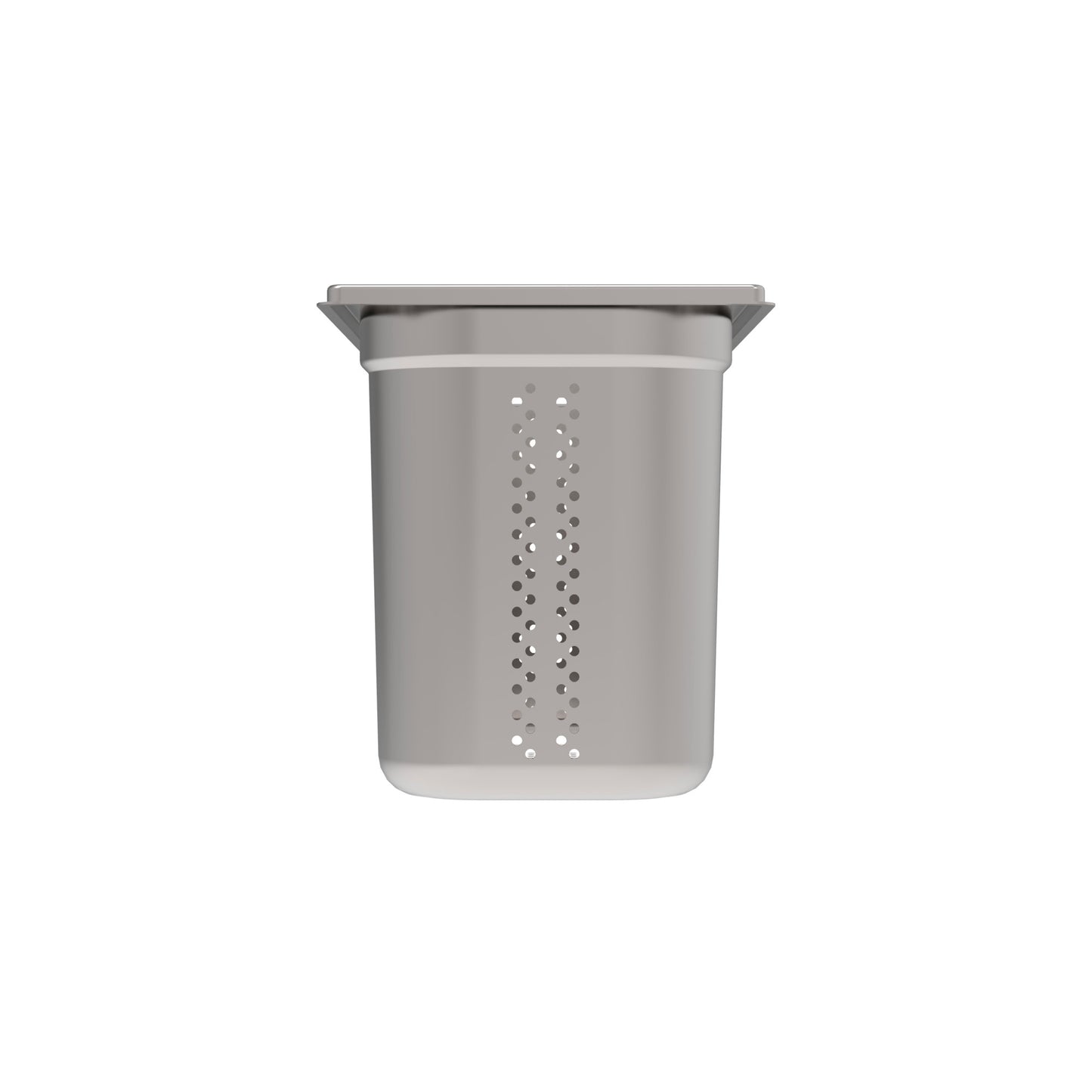 Perforierter Edelstahl-Gastronomiebehälter.