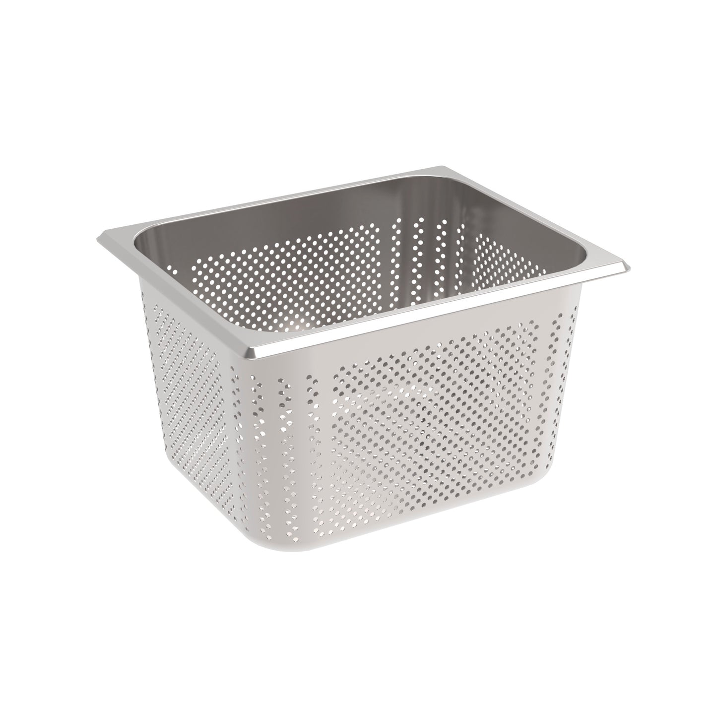 Perforierter Edelstahl-Gastronormbehälter.