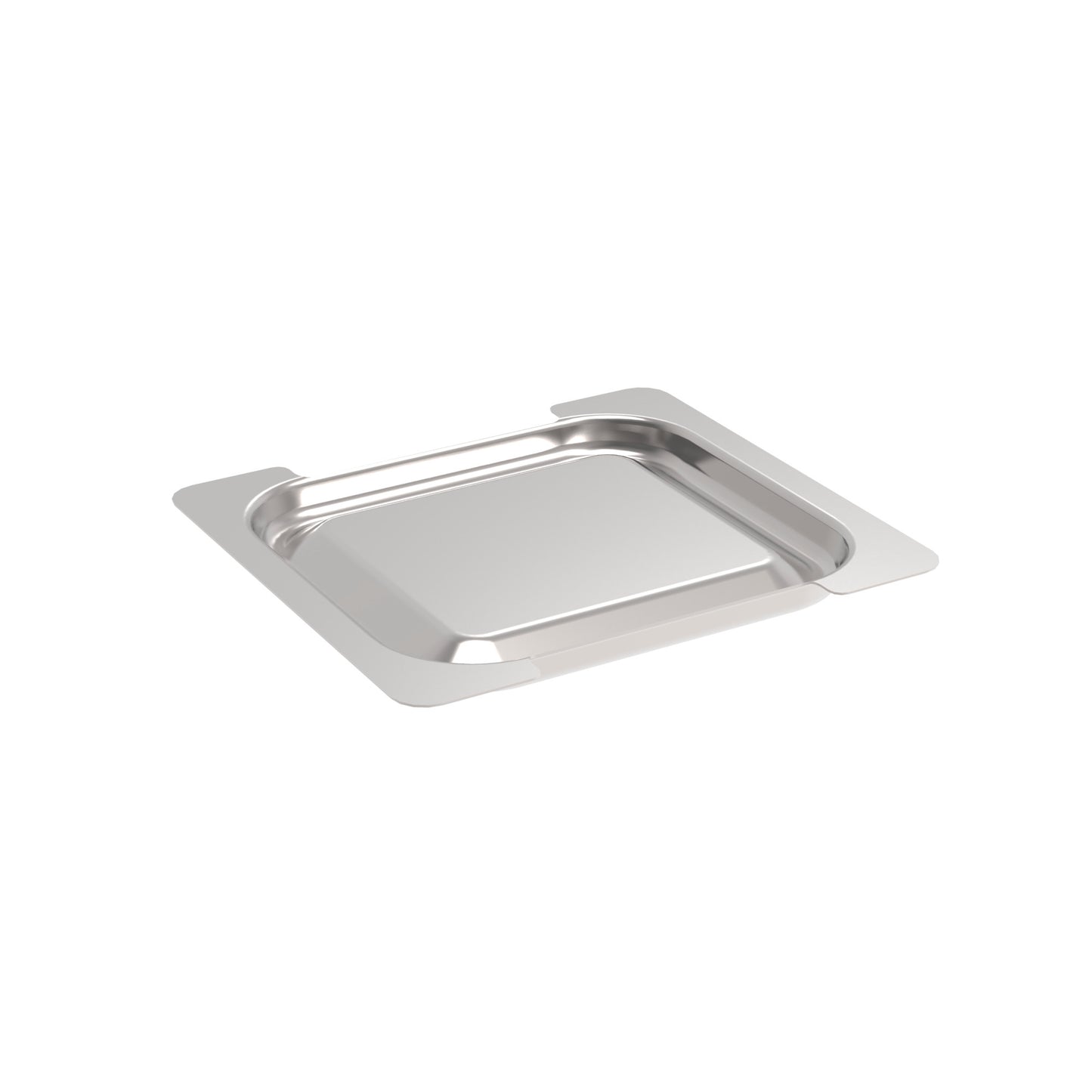 Edelstahl-Gastronorm-Behälterdeckel auf weiß.